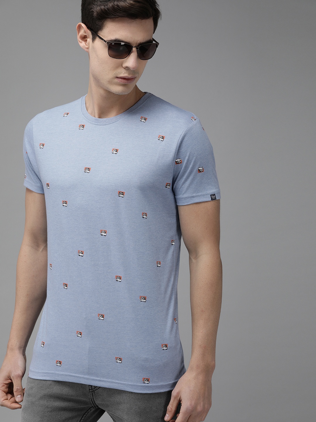 

Pepe Jeans Men Blue Printed Slim Fit Round Neck T-shirt