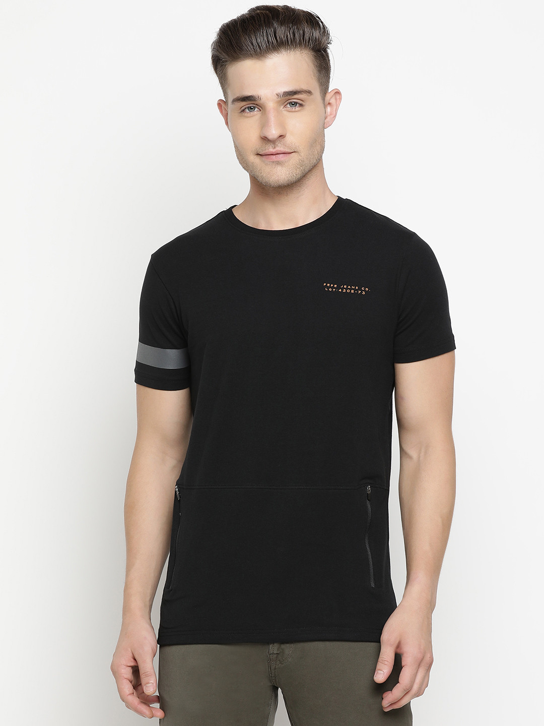 

Pepe Jeans Men Black Solid Round Neck T-shirt