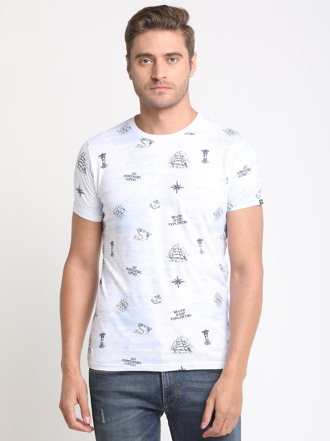 

Pepe Jeans Men White Printed T-shirt