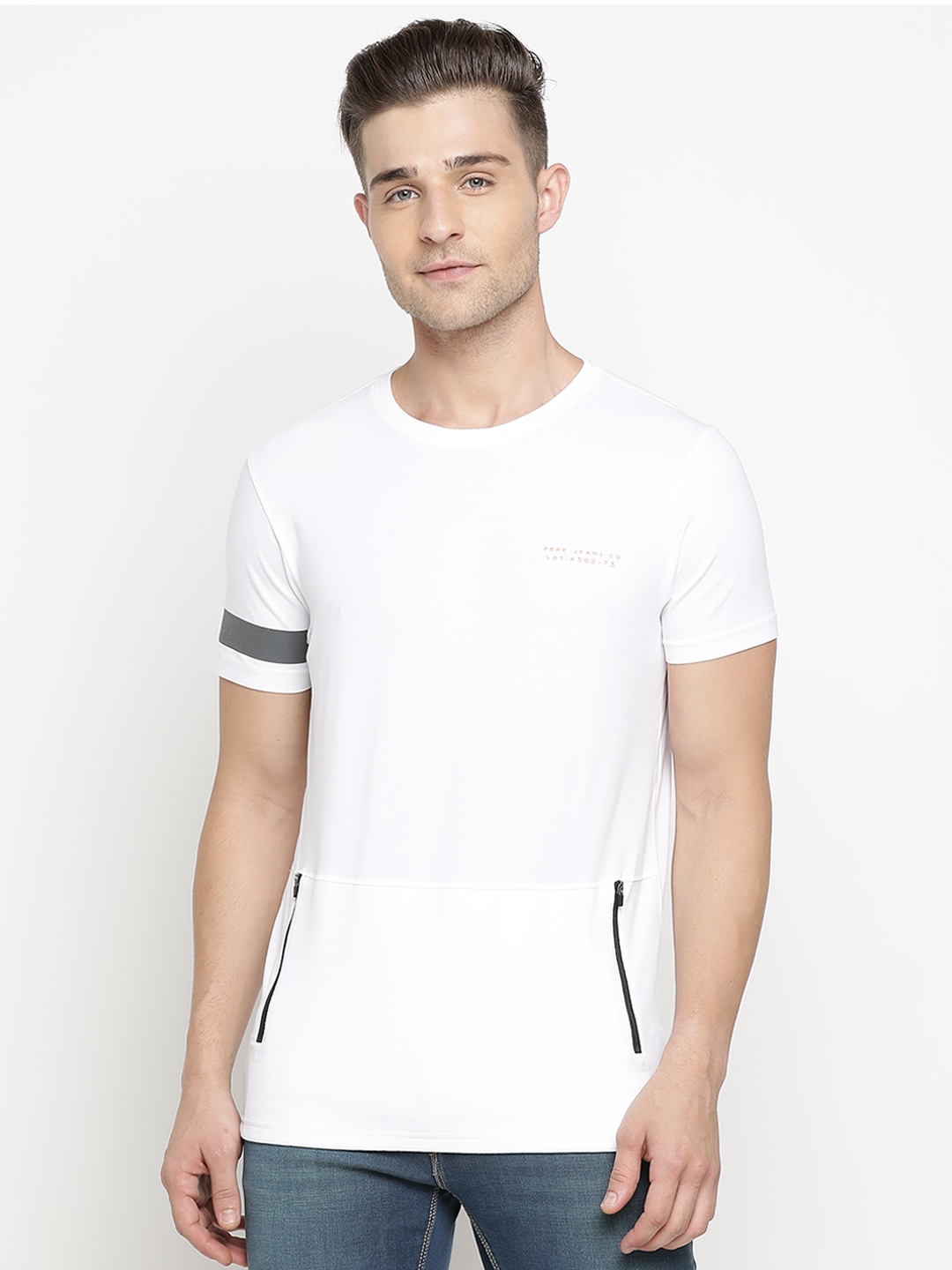 

Pepe Jeans Men White Solid Round Neck T-shirt