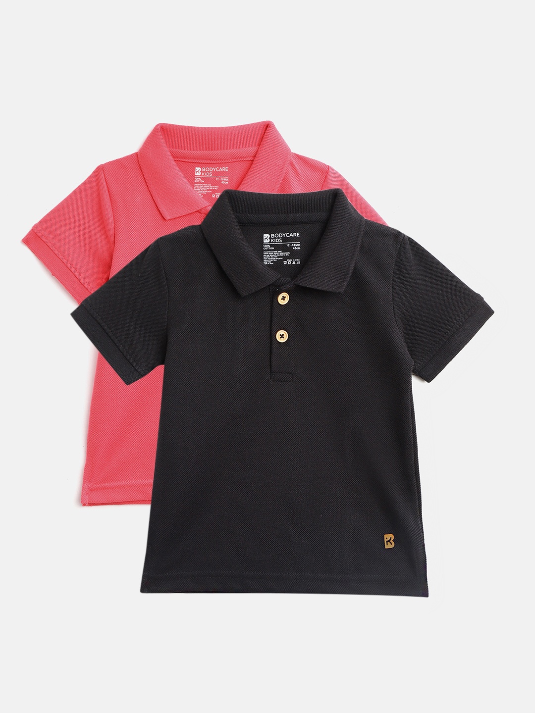 

Bodycare Kids Boys Pack of 2 Solid Polo Collar T-shirts, Black