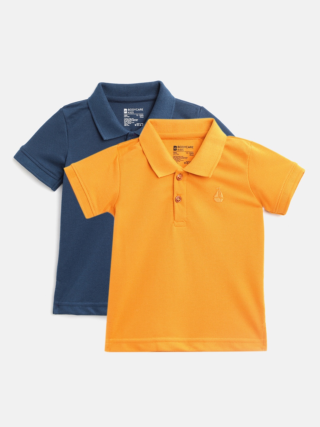 

Bodycare Kids Boys Pack of 2 Solid Polo Collar T-shirts, Navy blue