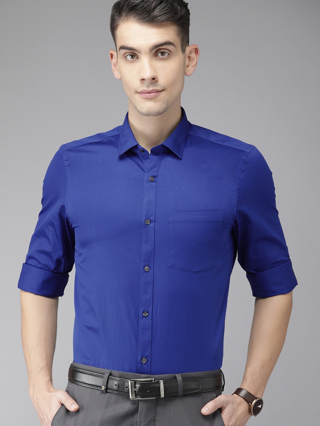 

Turtle Men Blue Relaxed Slim Fit Solid Formal Shirt