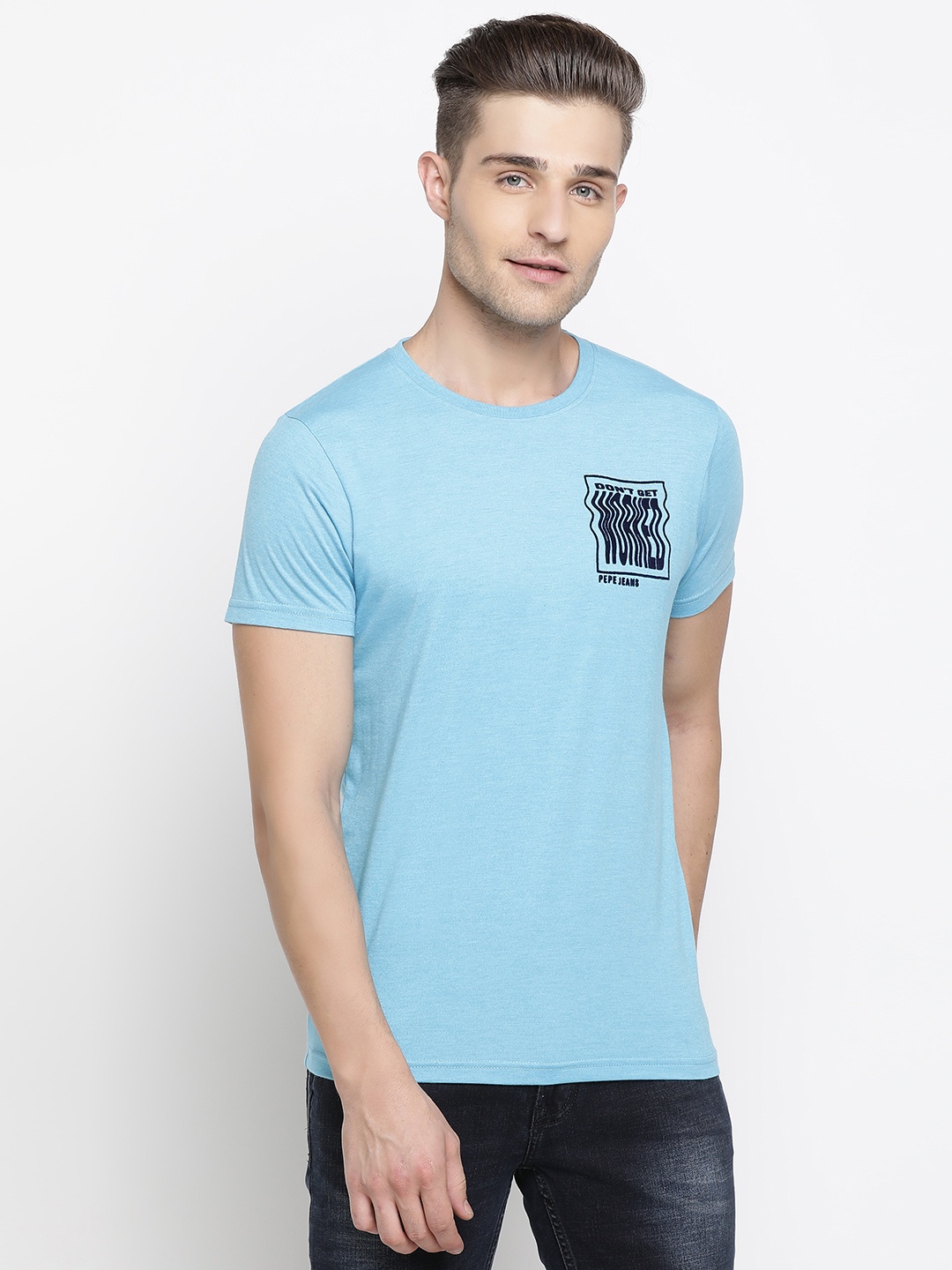 

Pepe Jeans Men Blue Solid Round Neck T-shirt