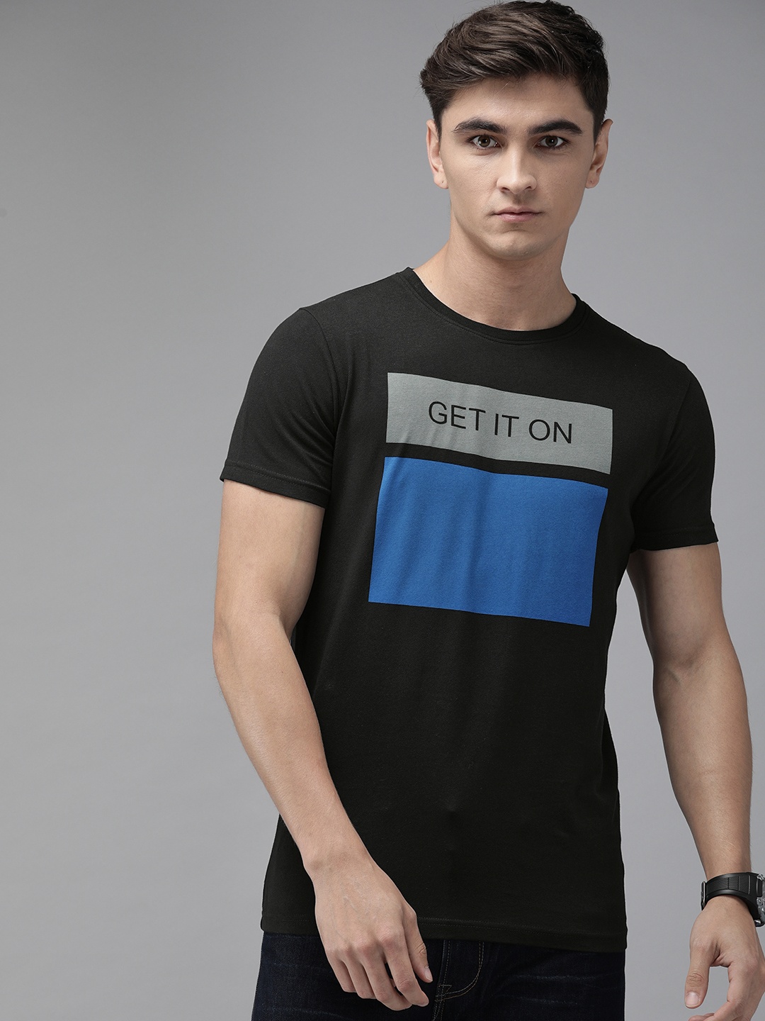 

Pepe Jeans Men Black Printed Round Neck T-shirt