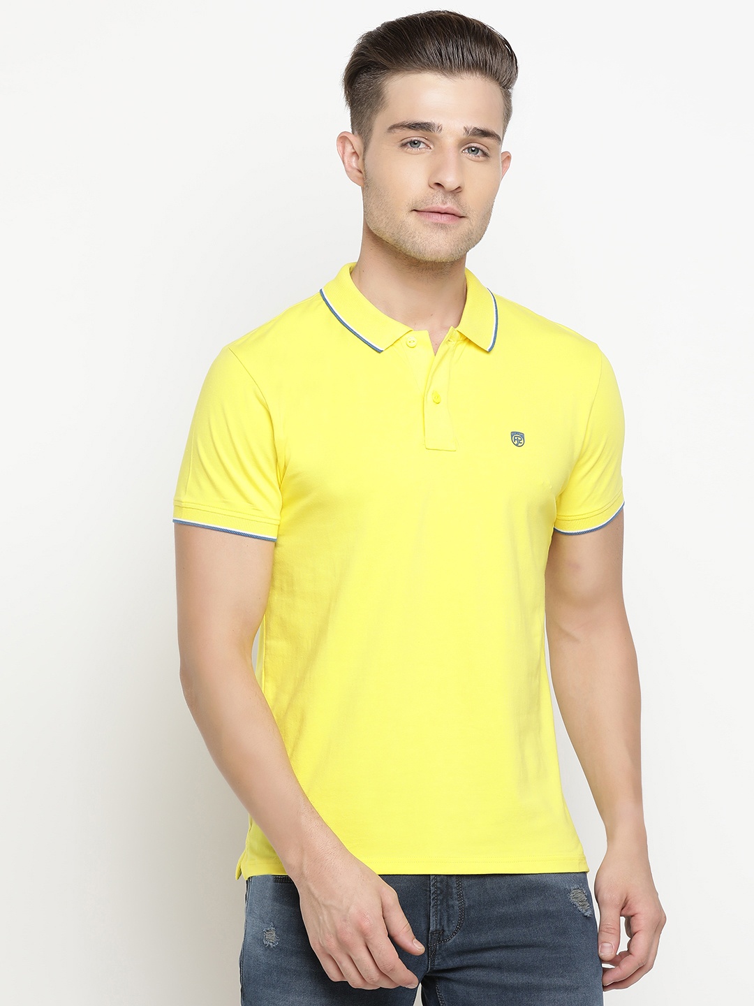 

Pepe Jeans Men Yellow Solid Polo Collar T-shirt