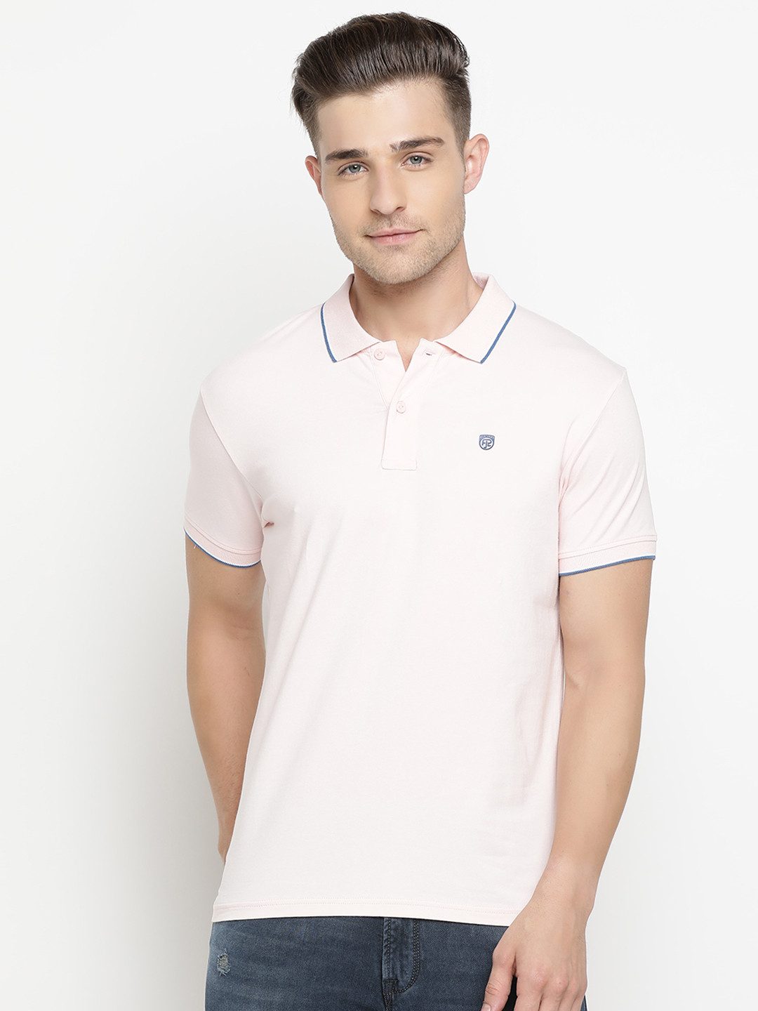 

Pepe Jeans Men Pink Solid Polo Collar T-shirt