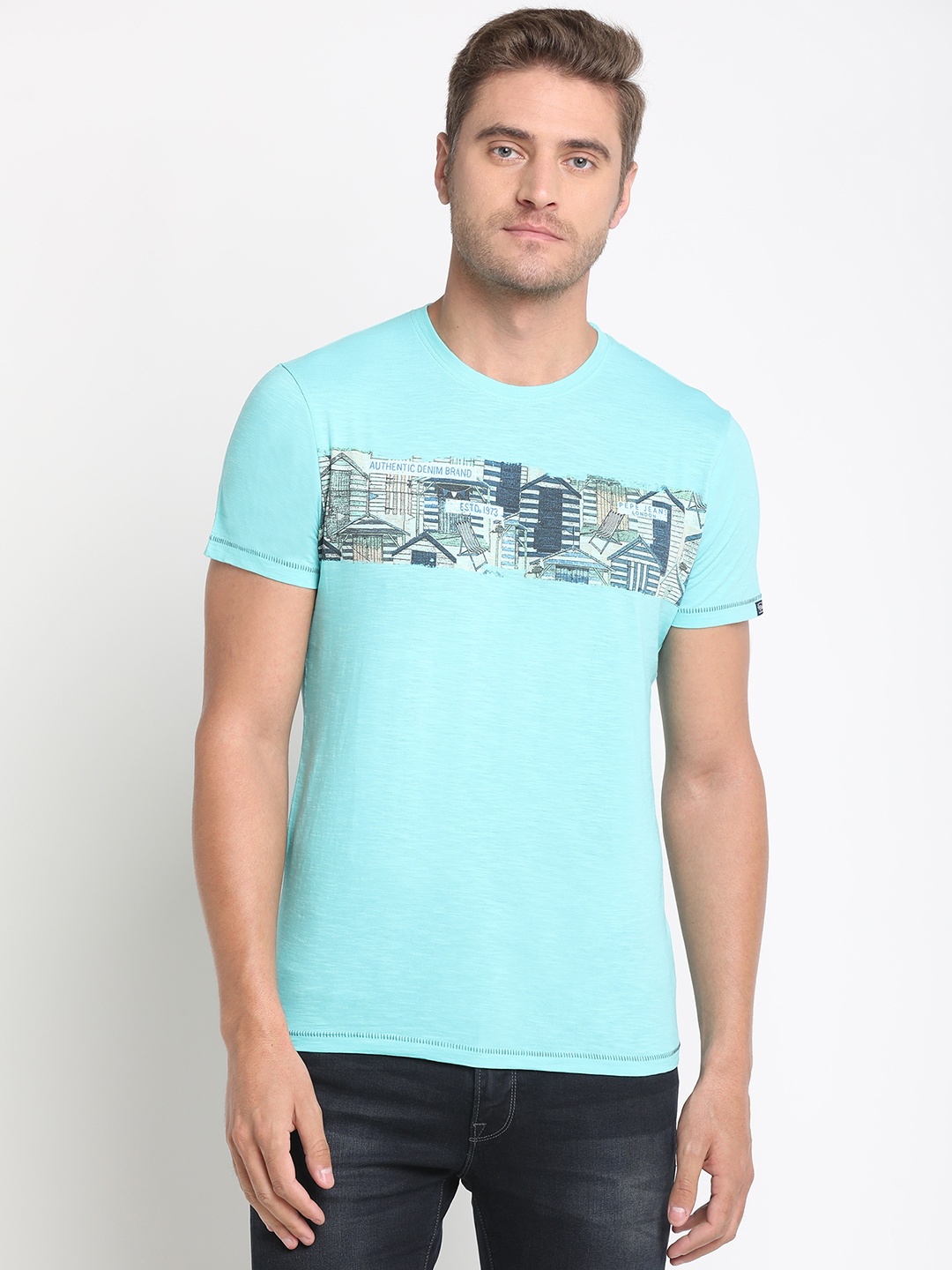 

Pepe Jeans Men Sea Green Printed T-shirt