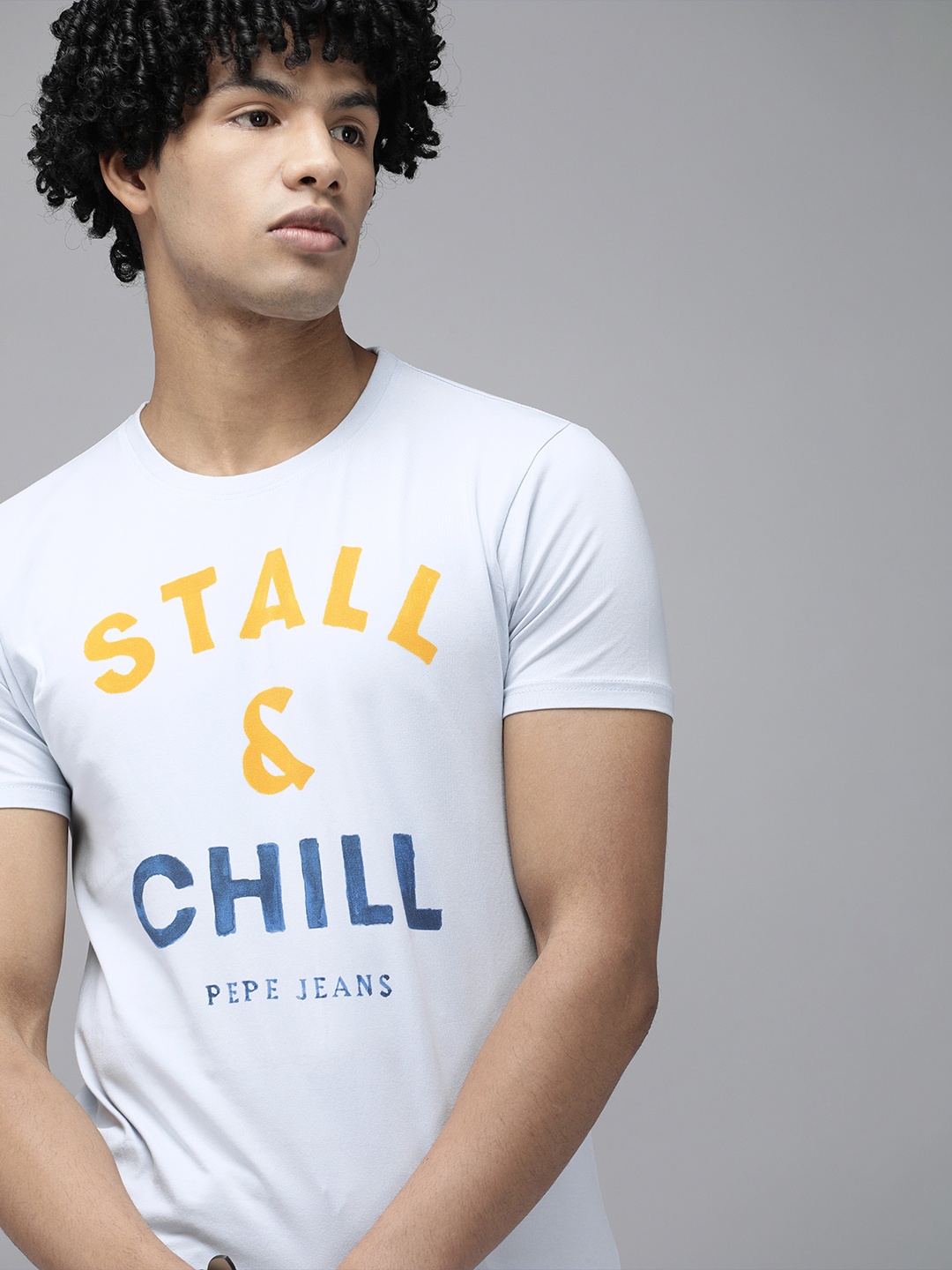 

Pepe Jeans Men White & Yellow Printed Round Neck T-shirt