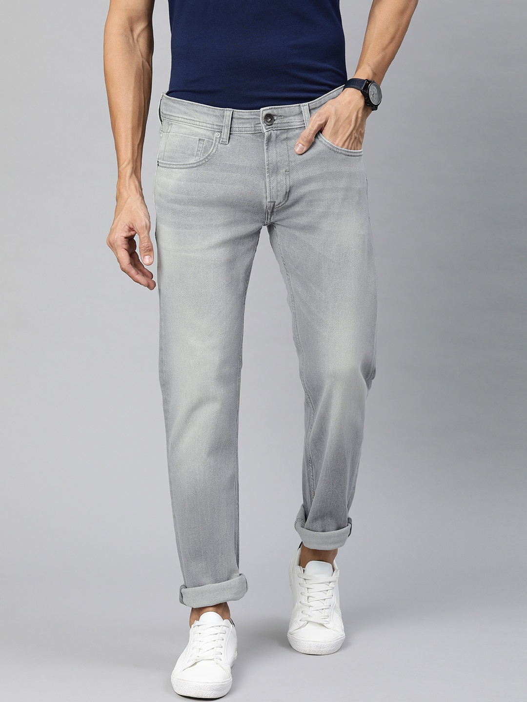 

Pepe Jeans Men Grey Slim Fit OGGY IP Mid-Rise Clean Look Stretchable Jeans