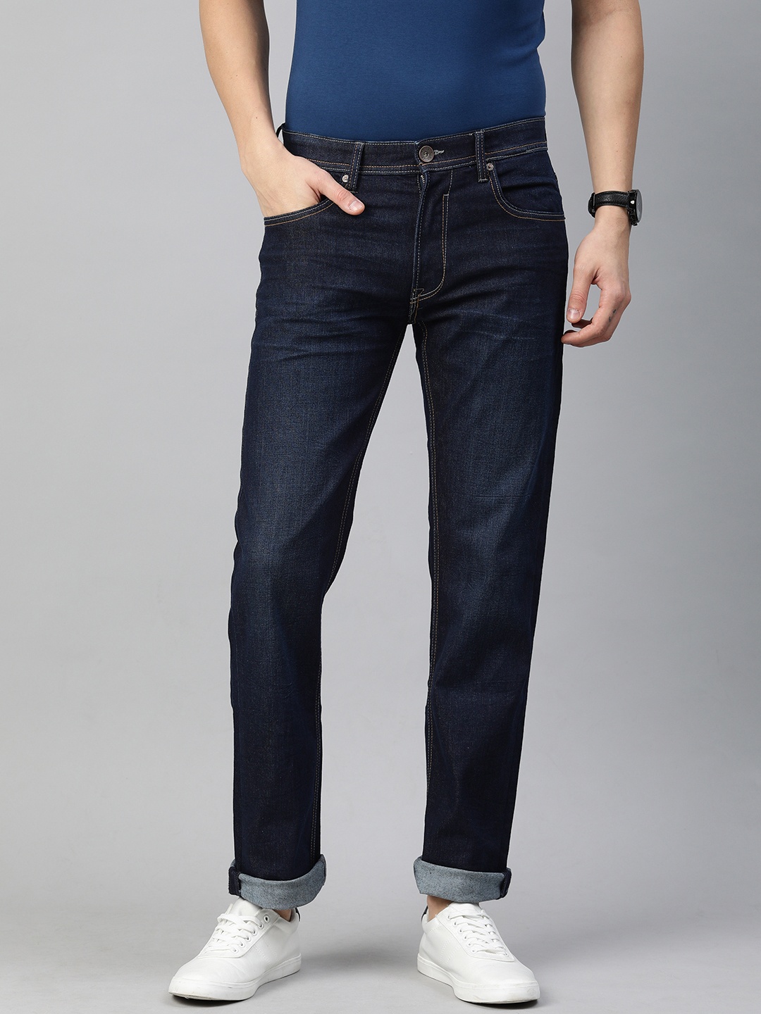 

Pepe Jeans Men Blue Holborne Regular Fit Mid-Rise Clean Look Stretchable Jeans