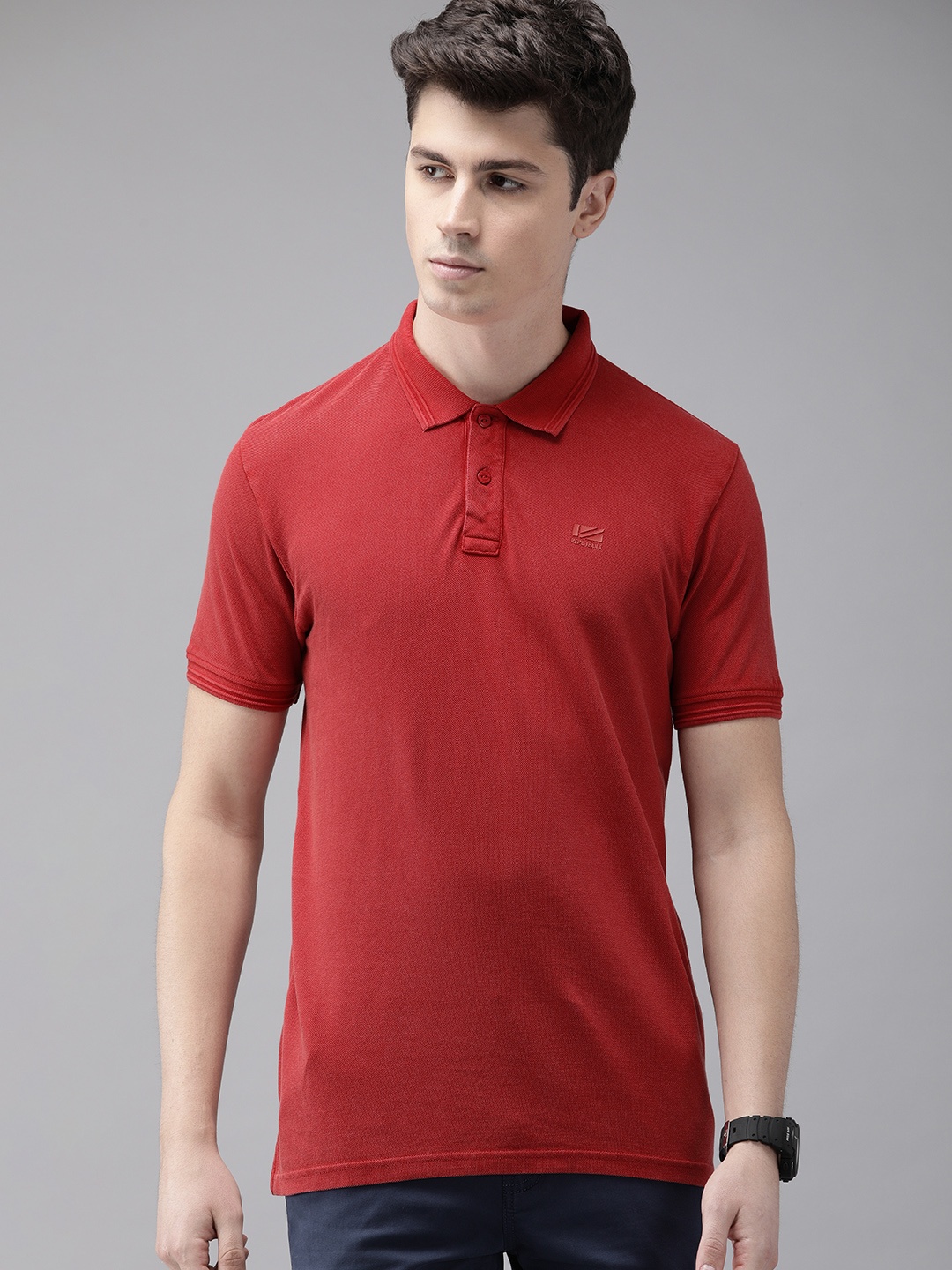 

Pepe Jeans Men Red Solid Polo Collar T-shirt