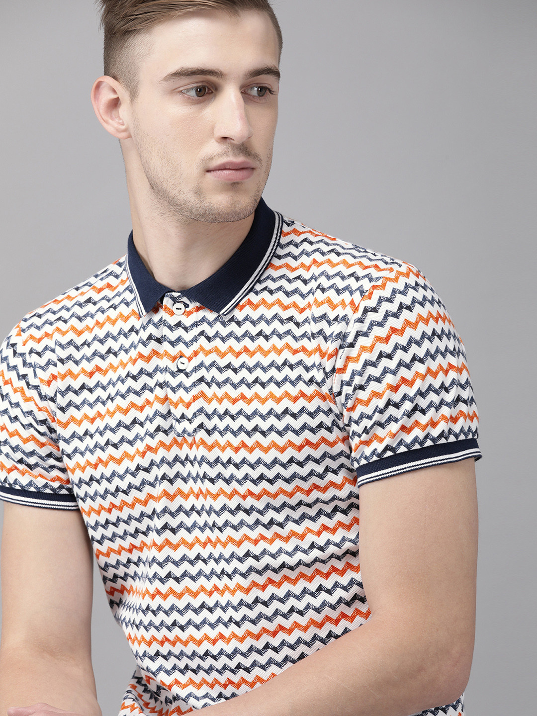 

Pepe Jeans Men White Printed Polo Collar Pure Cotton T-shirt