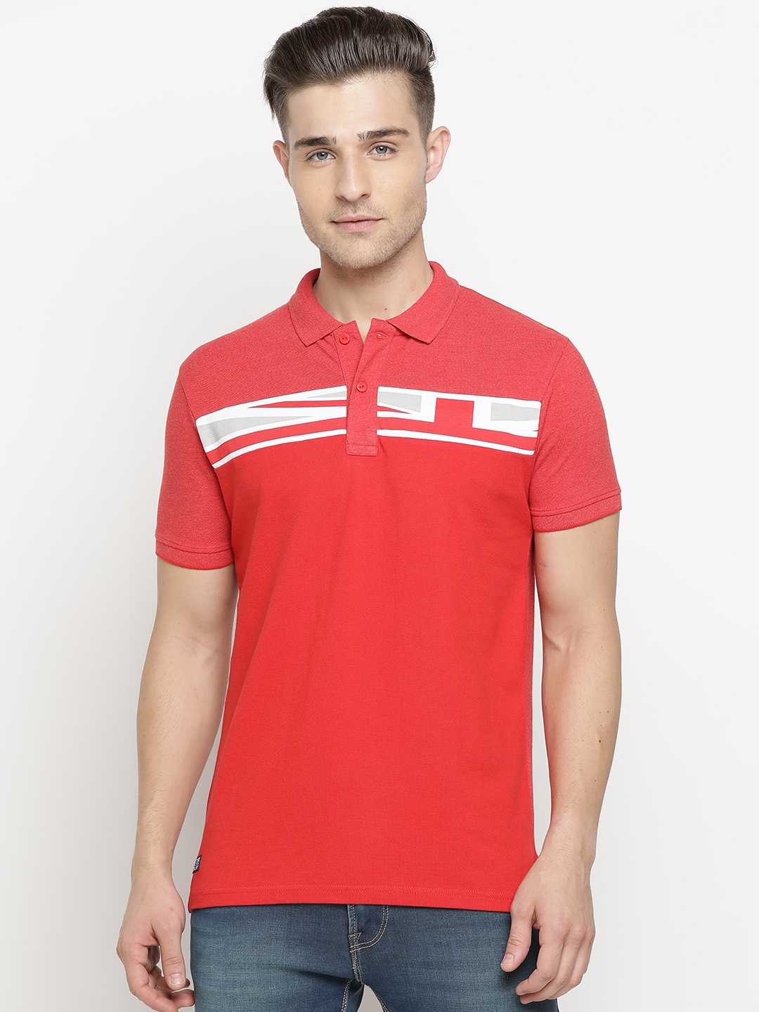 

Pepe Jeans Men Navy Blue Printed Polo Collar T-shirt