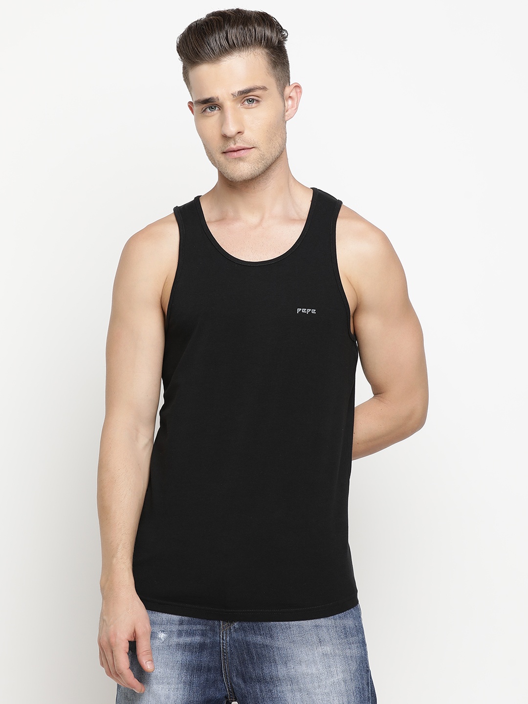 

Pepe Jeans Men Black & White Printed Round Neck T-shirt