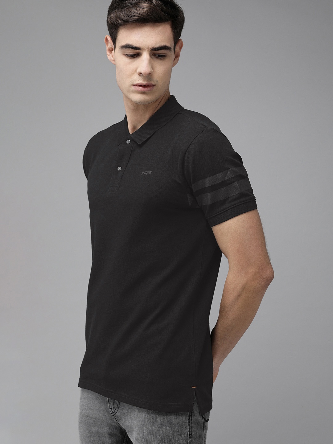 

Pepe Jeans Men Black Solid Polo Collar T-shirt