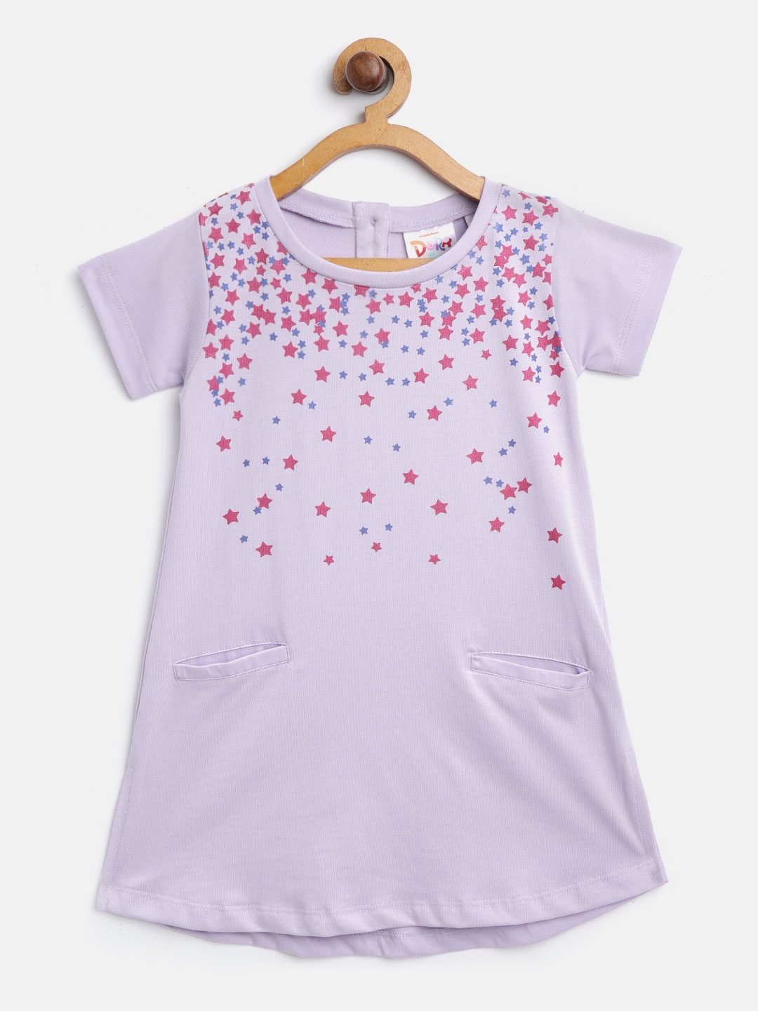 

toothless Girls Dora Lavender & Pink Star Print A-Line Dress