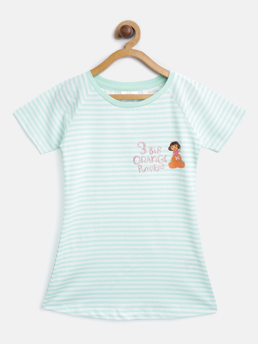 

toothless Girls Dora Sea Green & White Striped A-Line Dress