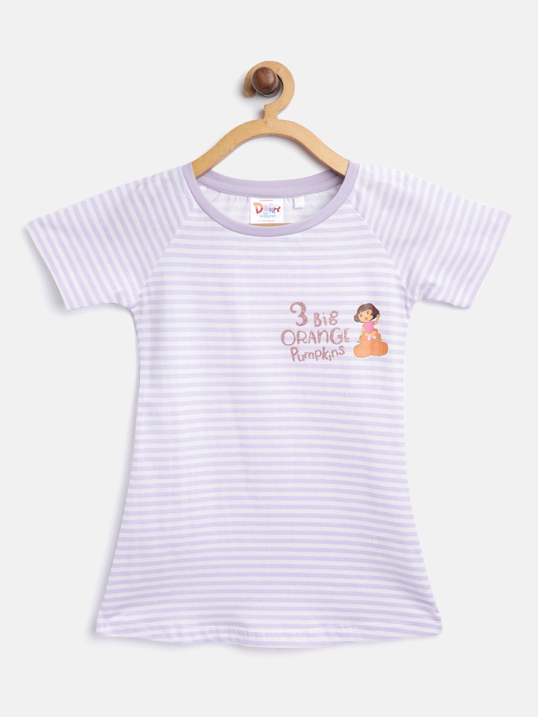 

toothless Girls Dora Lavender & White Striped T-Shirt Dress