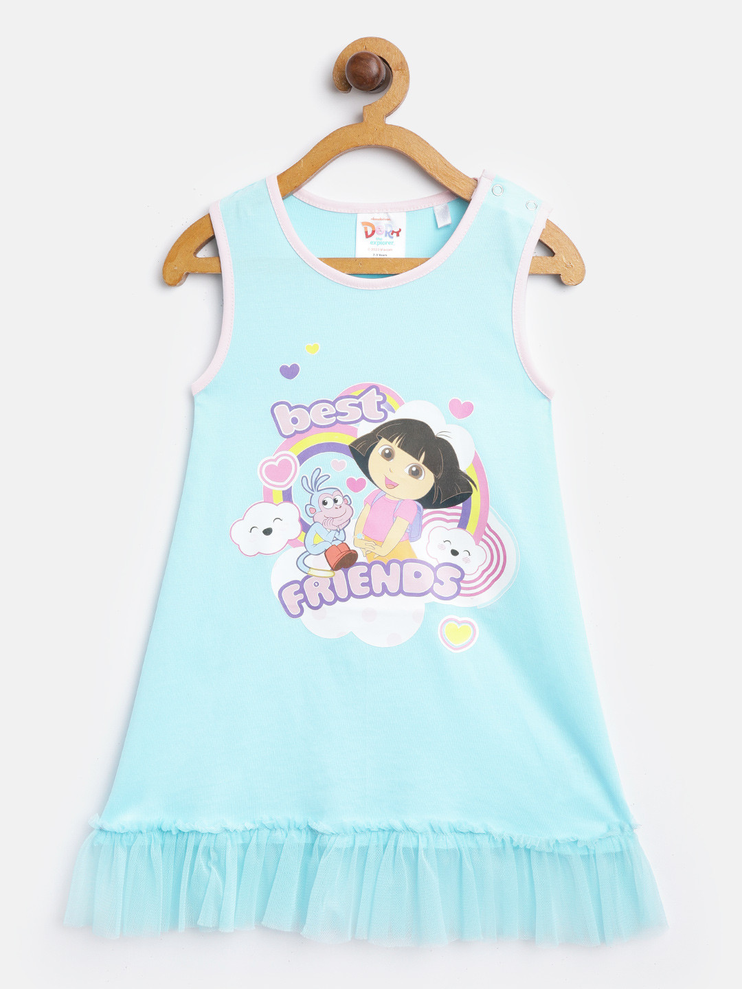 

toothless Girls Dora Turquoise Blue Printed A-Line Dress