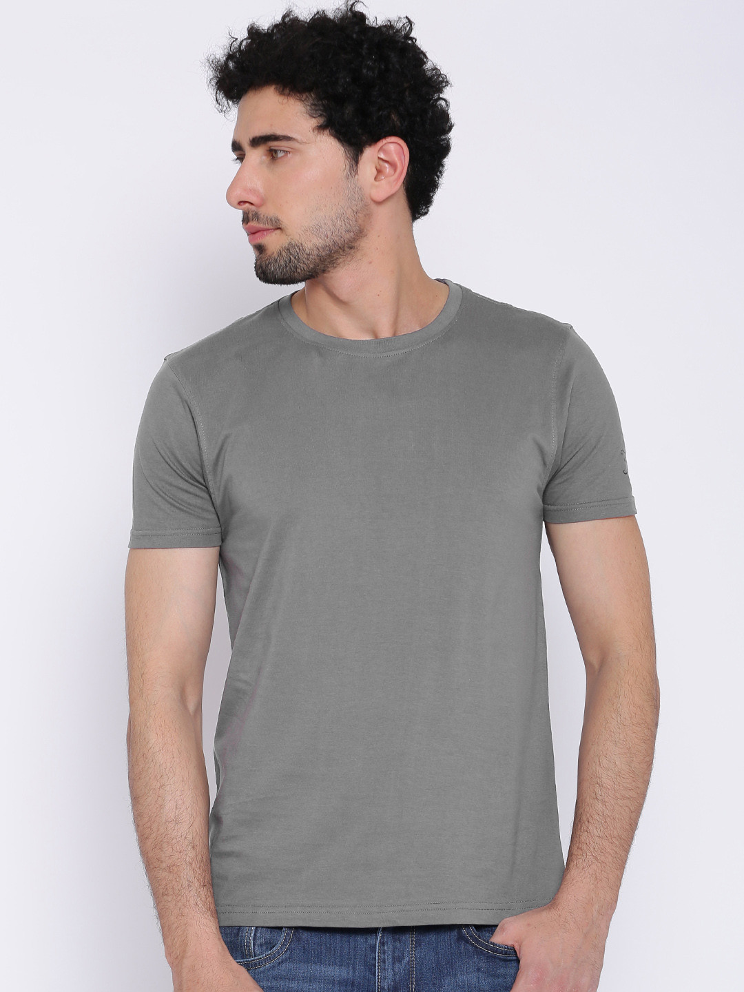 

Flying Machine Charcoal Grey Pure Cotton T-shirt