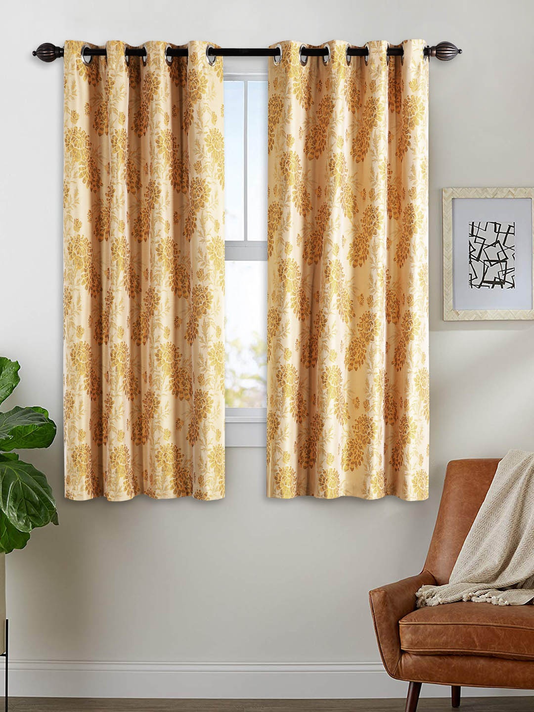 

Deco Window Beige & Brown Set of 2 Curtain Curtains