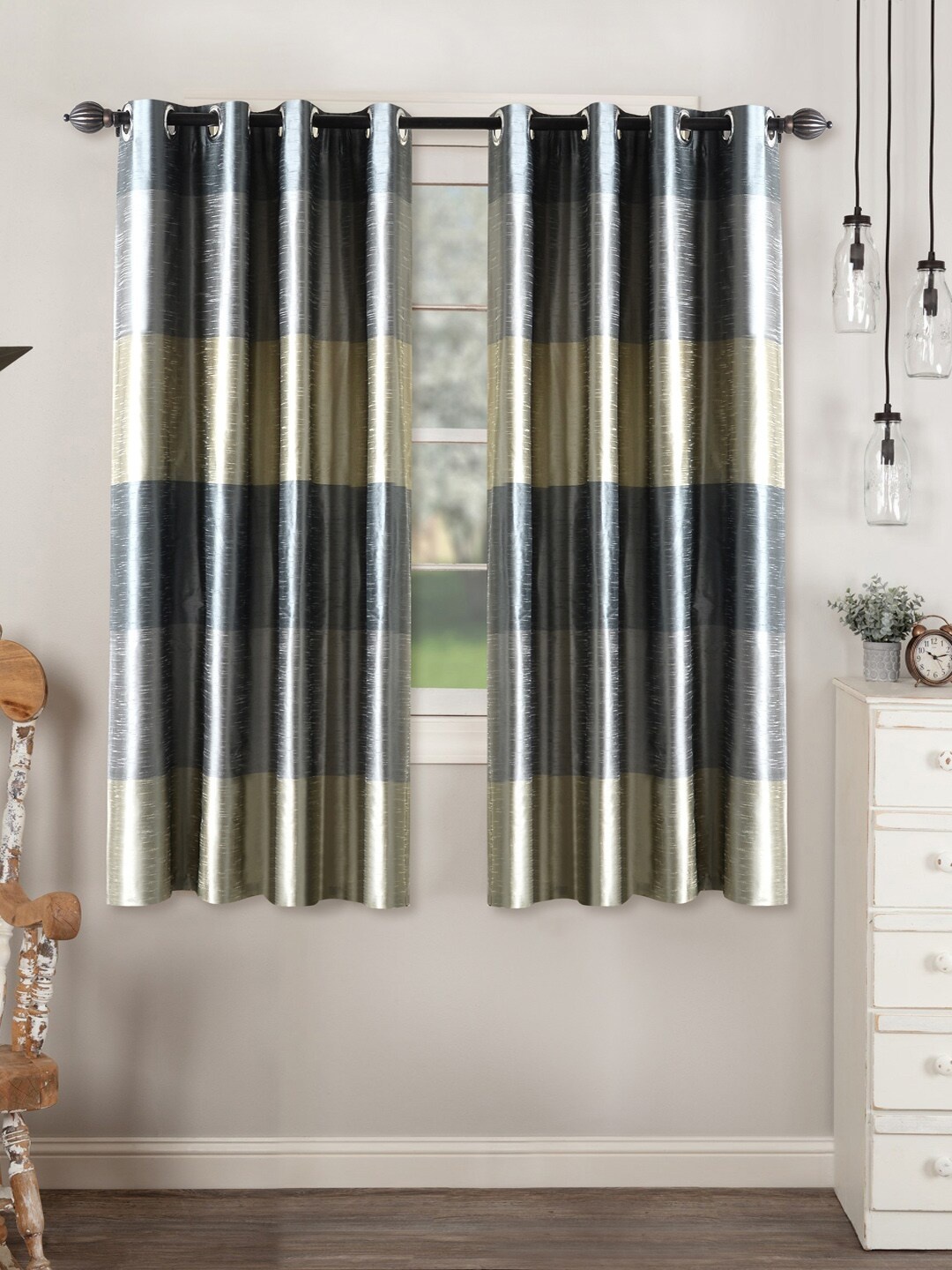 

Deco Window Grey & Beige Set of 2 Curtains