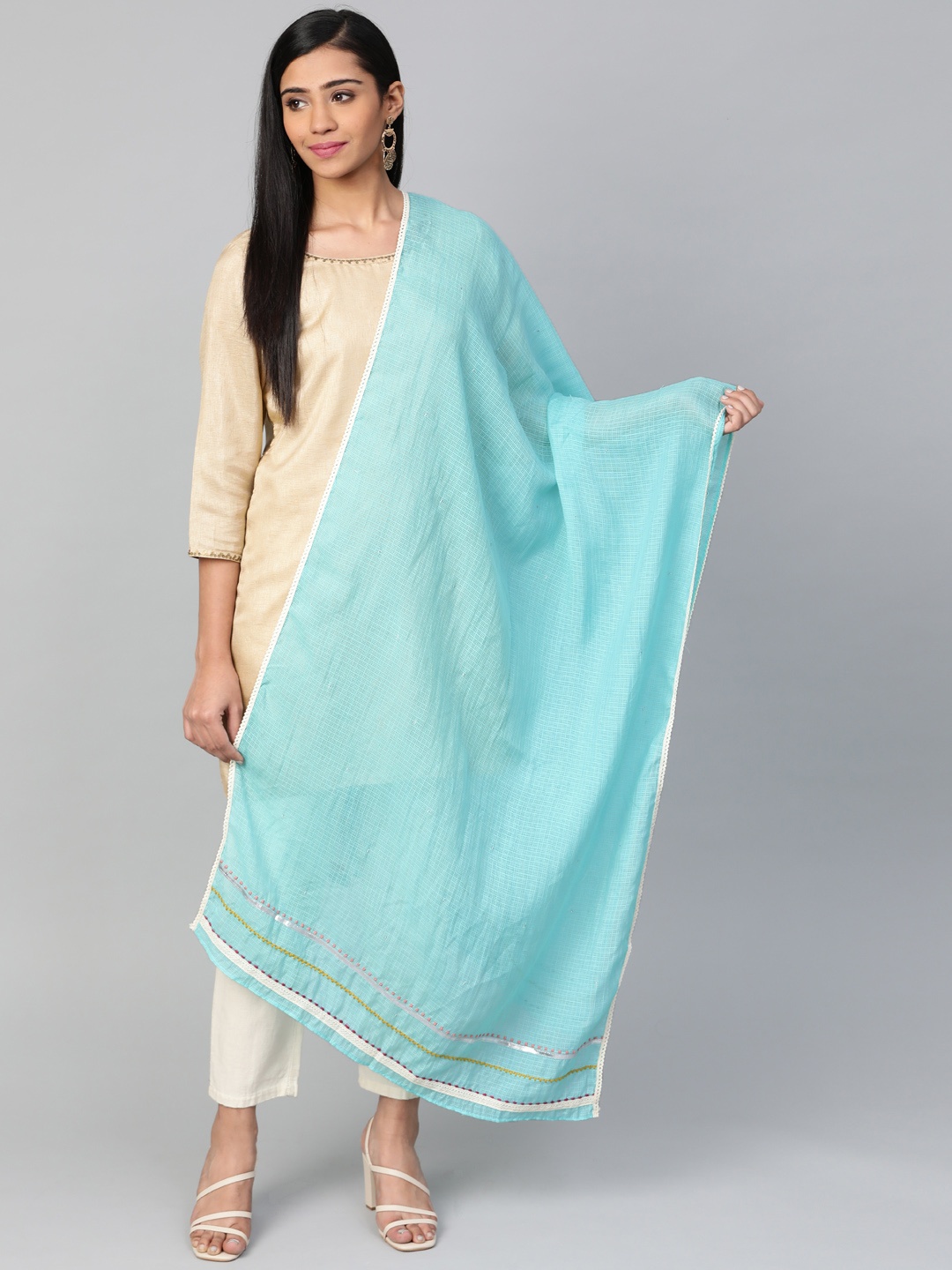 

W Blue Checked Dupatta
