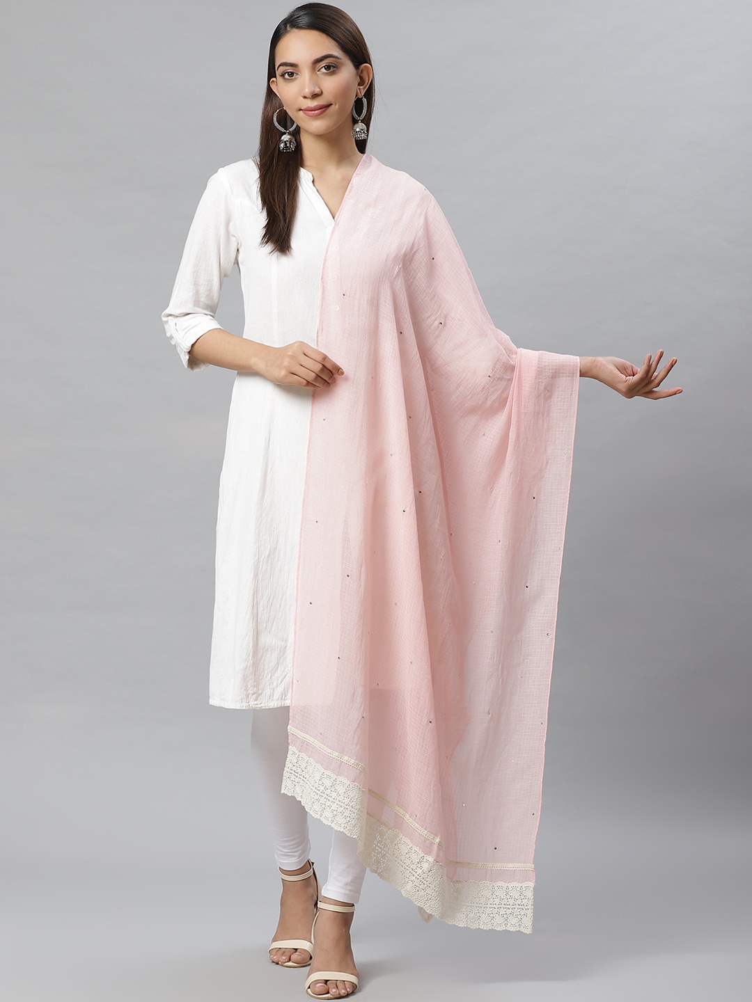 

W Pink Self-Checked Dupatta