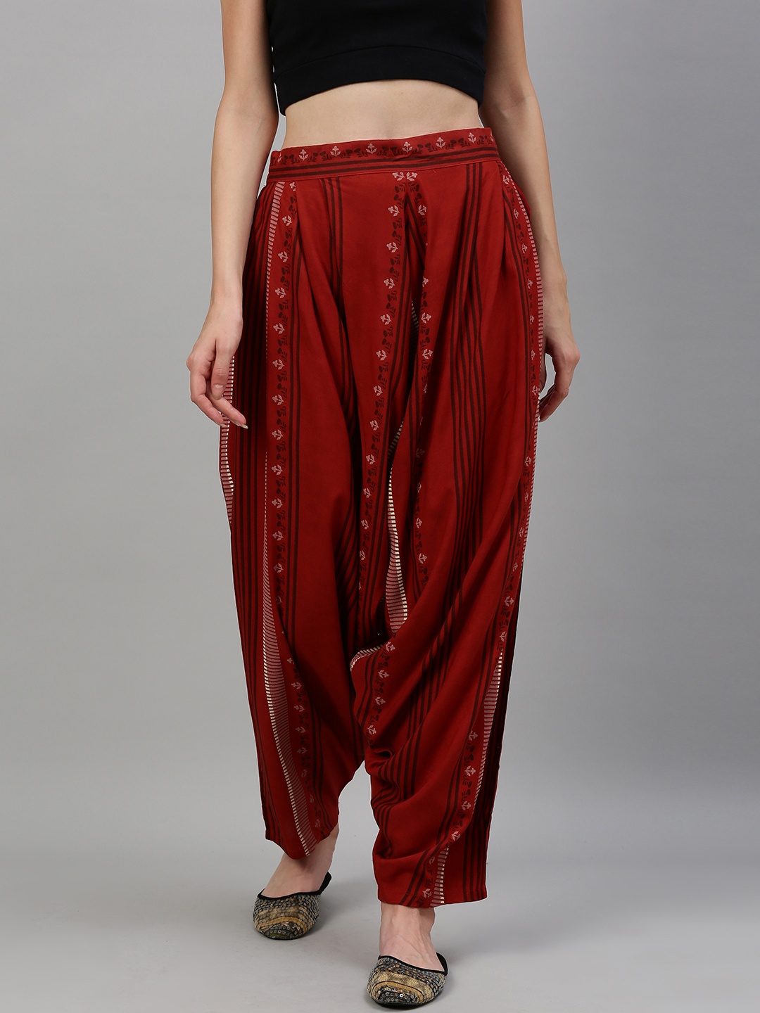 

W Women Maroon & Beige Printed Harem Pants