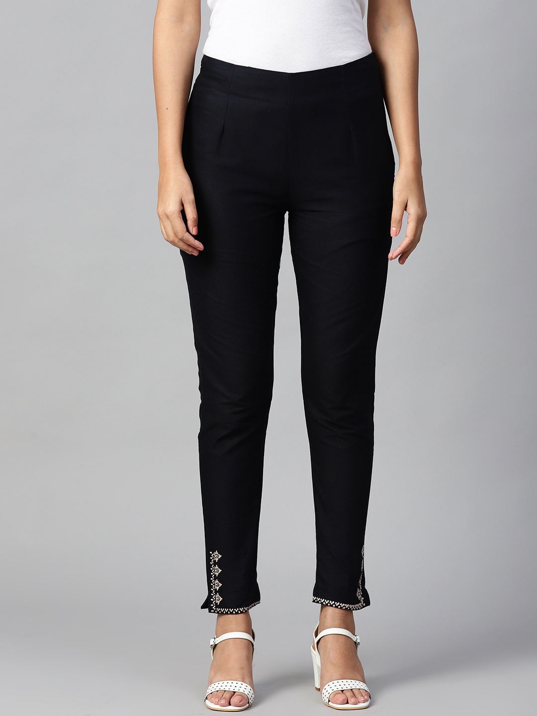 

W Regular Fit Cotton Trouser, Black