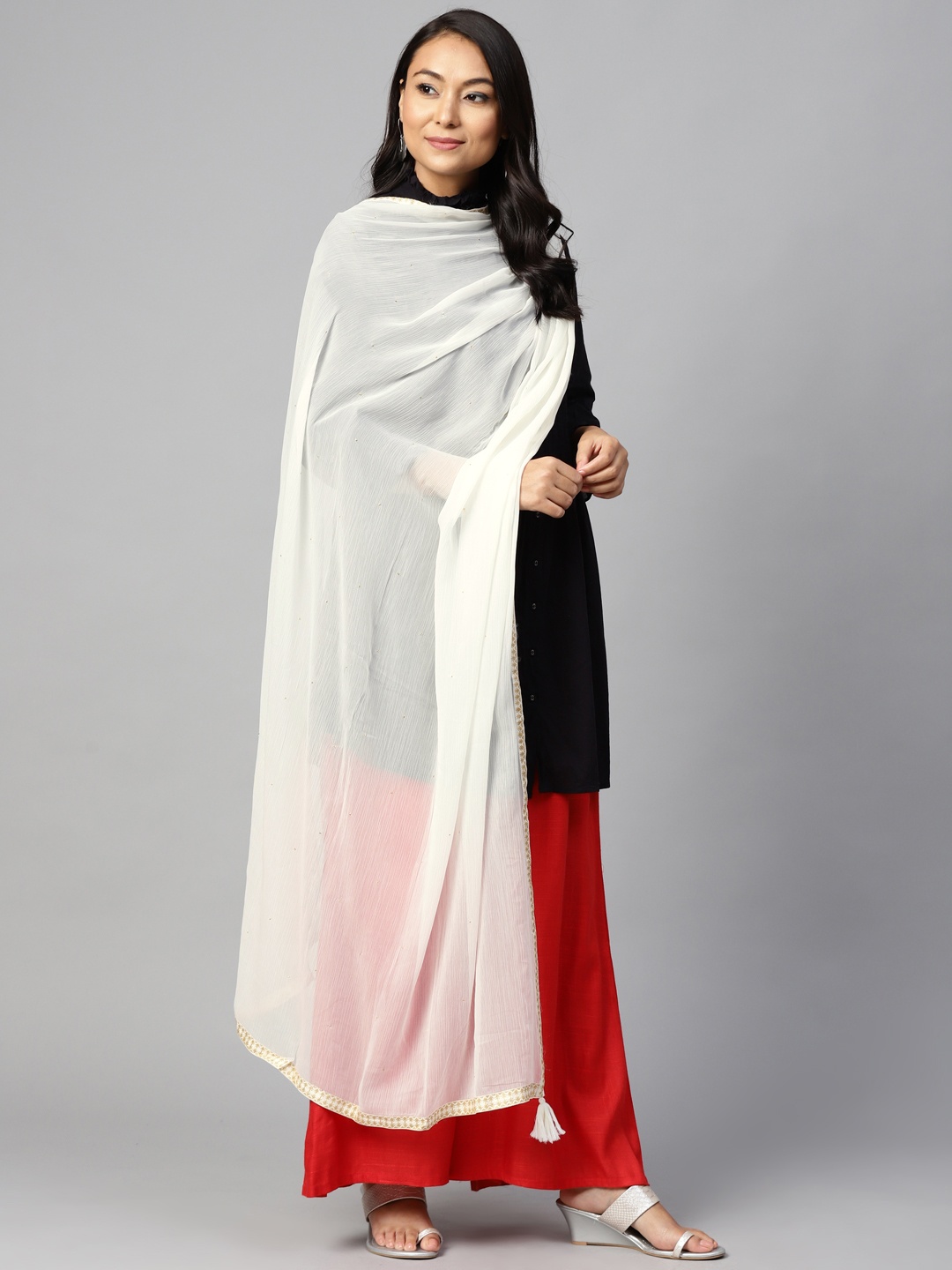 

W Off-White Mukaish Work Dupatta