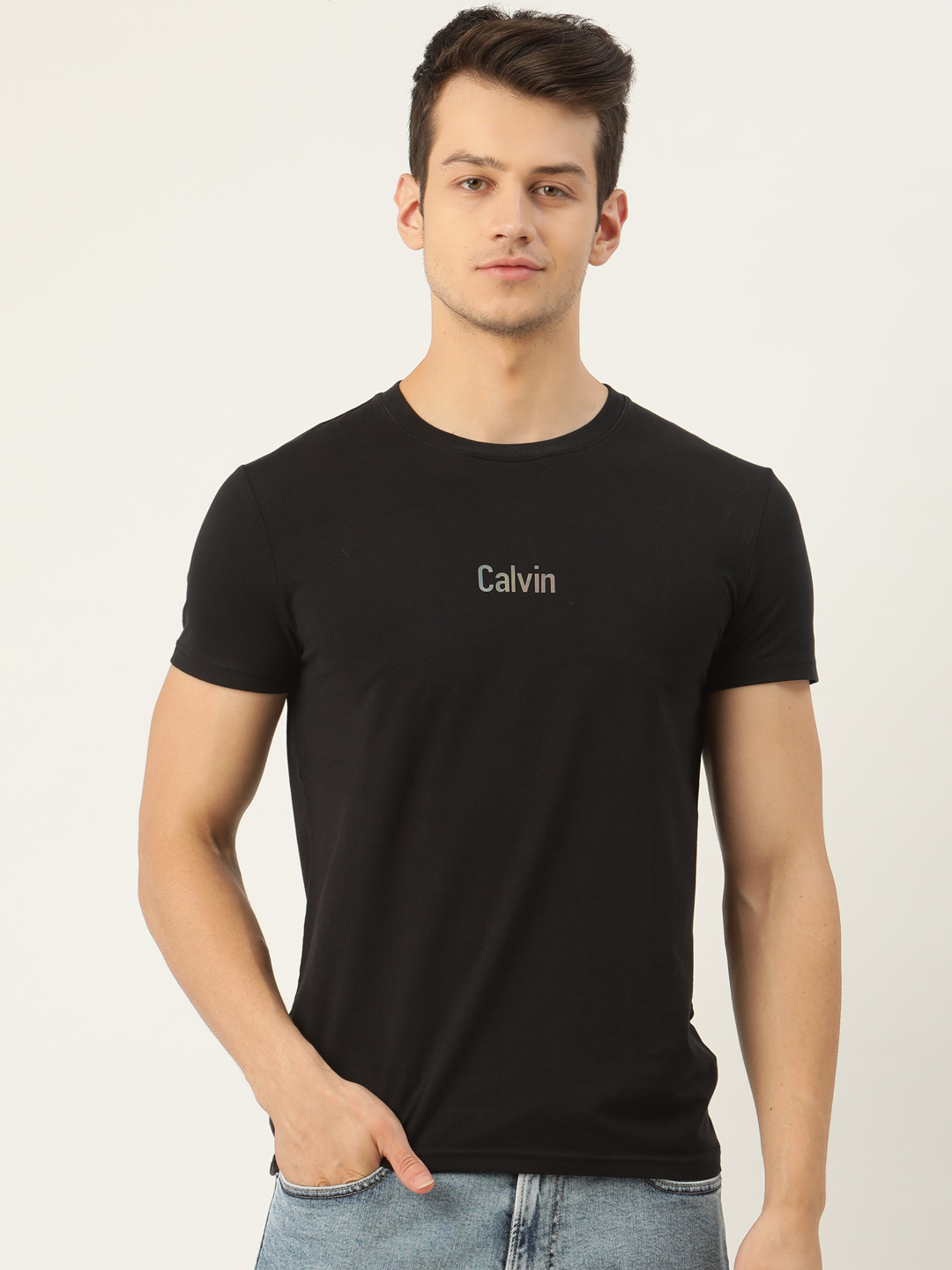 

Calvin Klein Jeans Men Black Printed Round Neck T-shirt