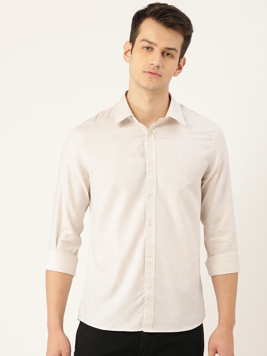 

Calvin Klein Jeans Men Grey Melange Casual Shirt
