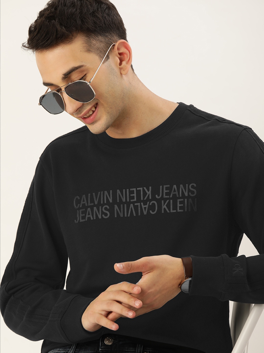 

Calvin Klein Jeans Men Black Printed Sweatshirt
