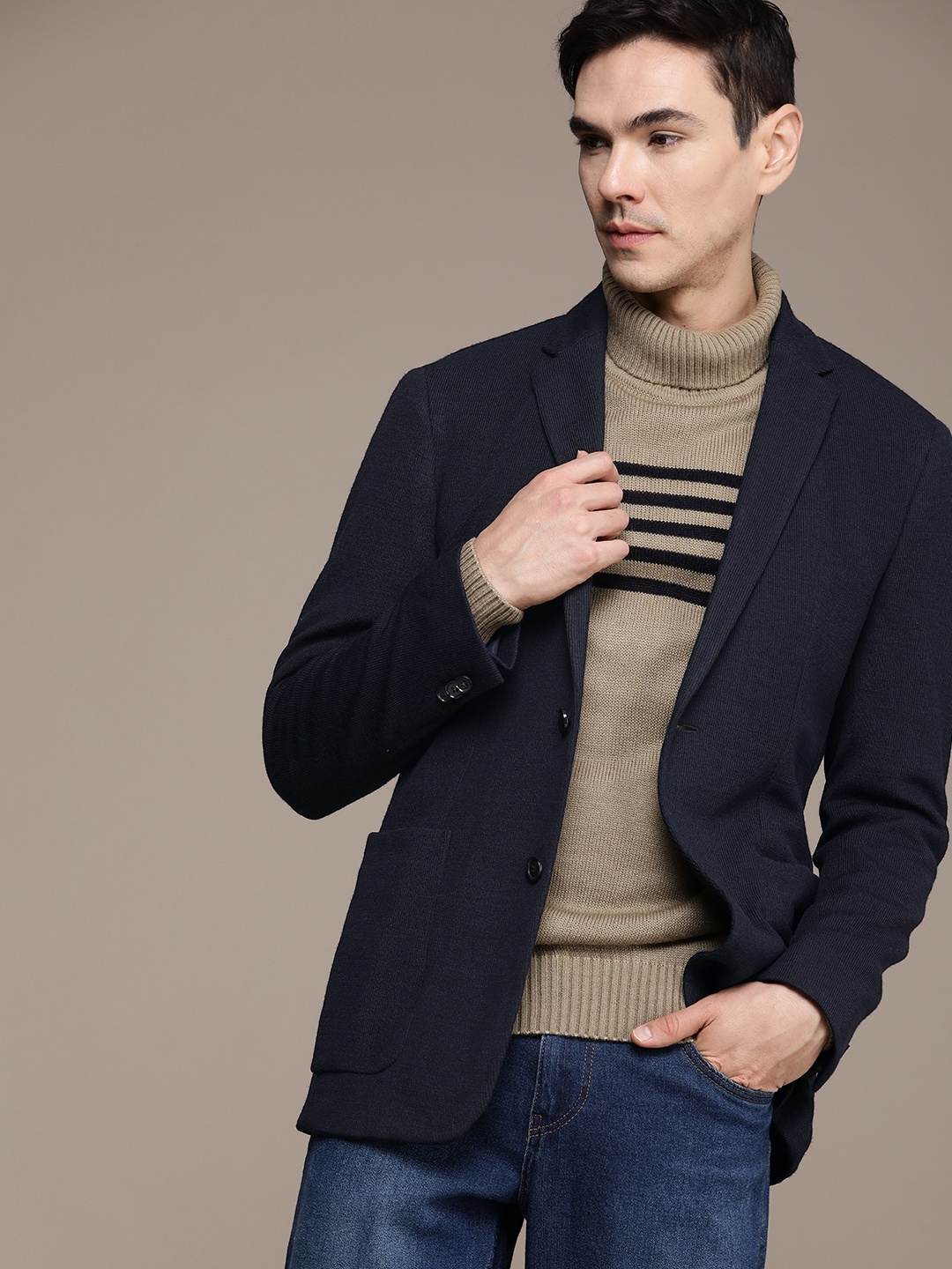 

Calvin Klein Jeans Men Navy Blue Tailored Jacket