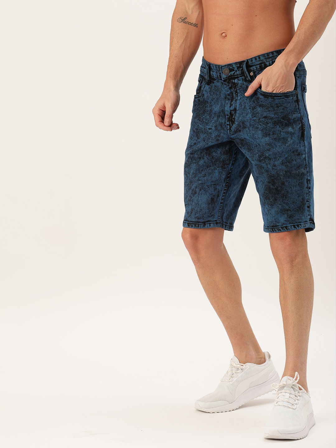 

Moda Rapido Men Blue Washed Slim Fit Denim Shorts
