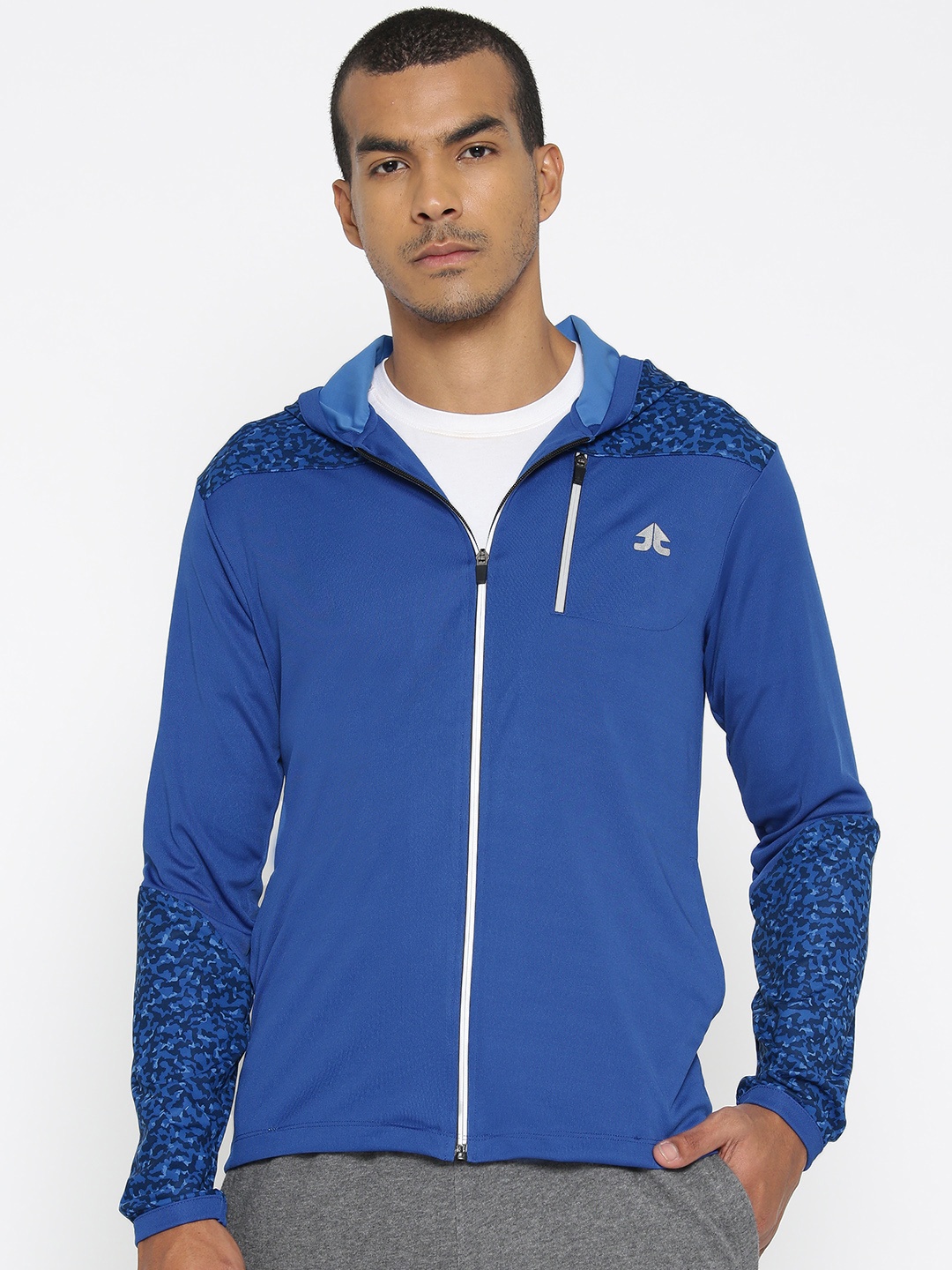 

OFF LIMITS Men Blue Solid Hooded Sporty Jacket
