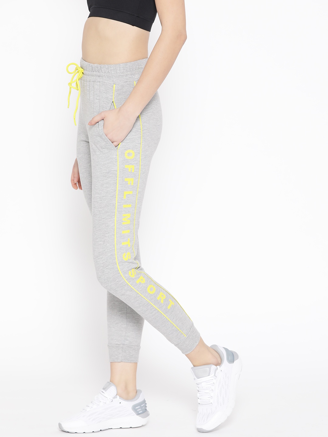 

OFF LIMITS Women Grey Melange Solid Straight Fit Training Joggers