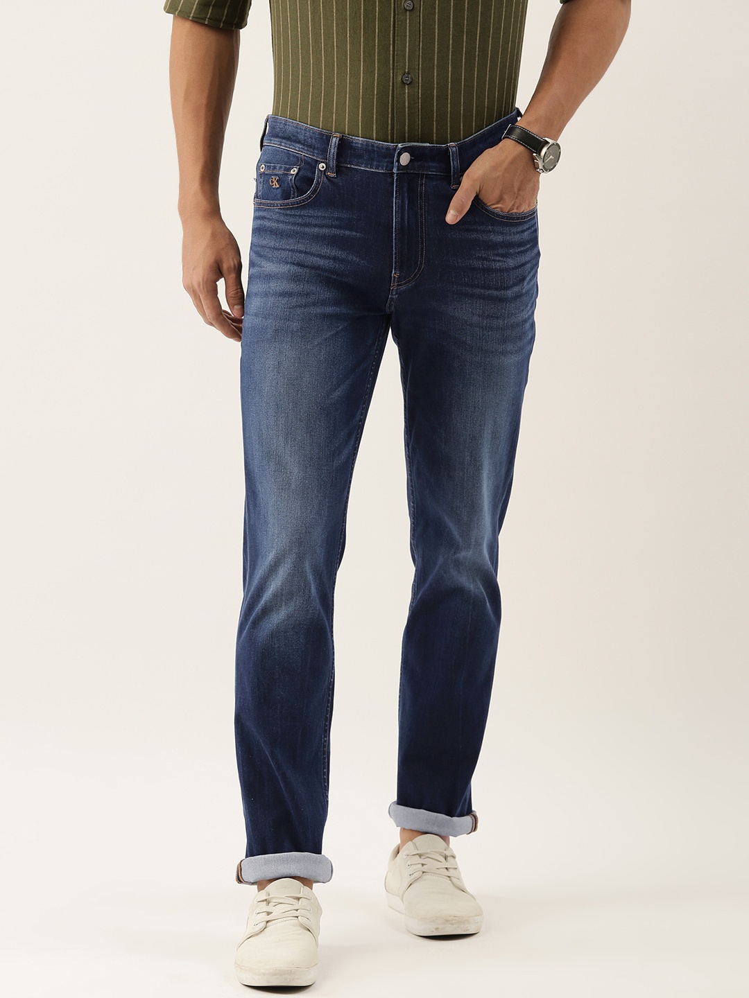 

Calvin Klein Jeans Men Blue Body Fit Mid-Rise Clean Look Stretchable Jeans