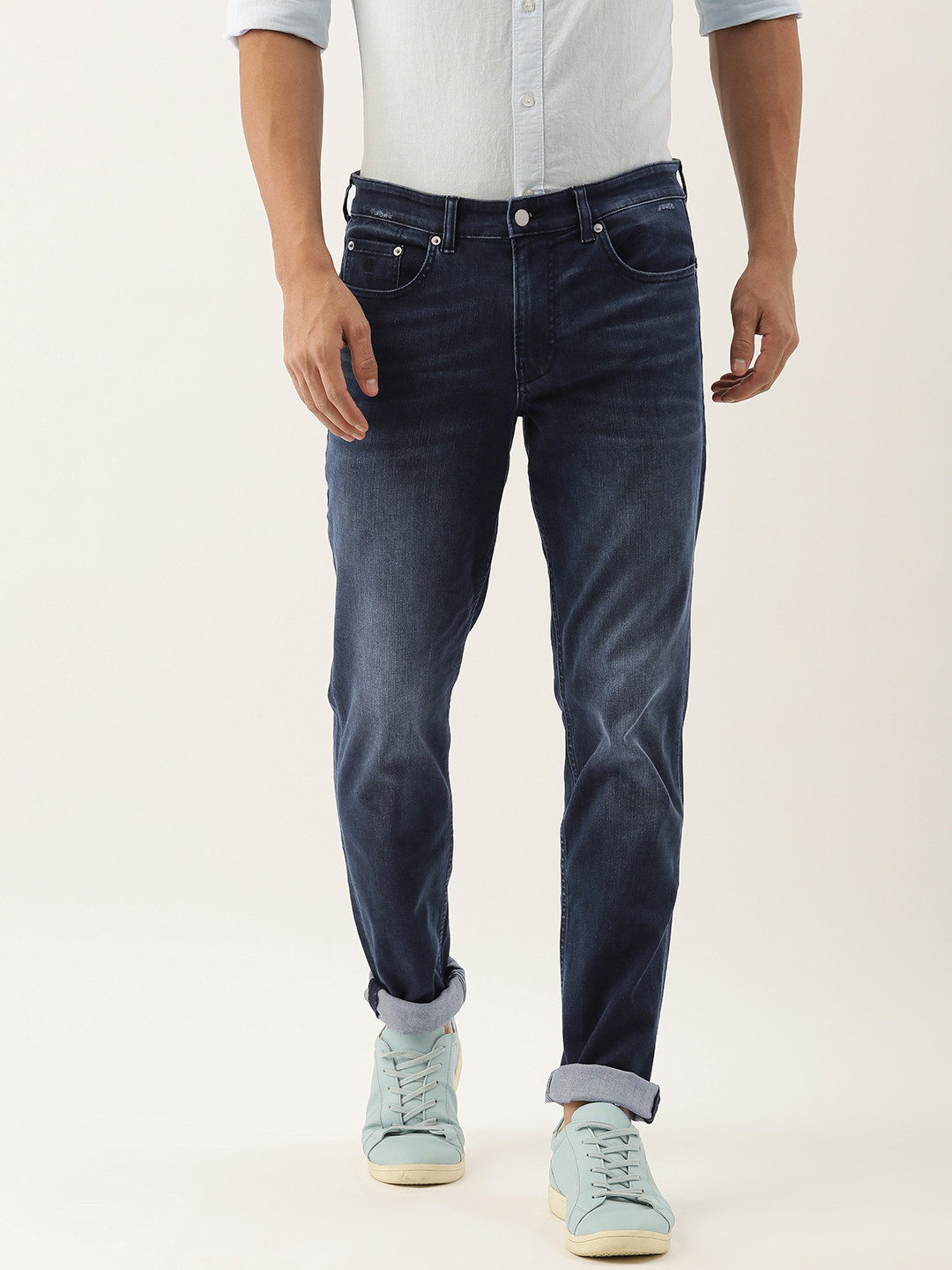 

Calvin Klein Jeans Men Blue Body Tapered Fit Mid-Rise Low Distress Stretchable Jeans