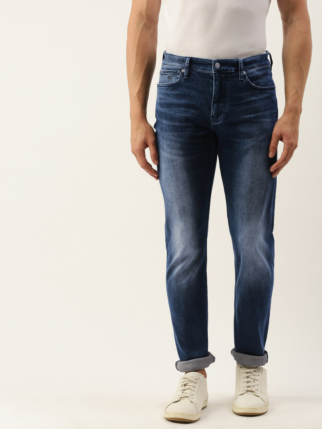 

Calvin Klein Jeans Men Blue Slim Fit Mid-Rise Low Distress Stretchable Jeans