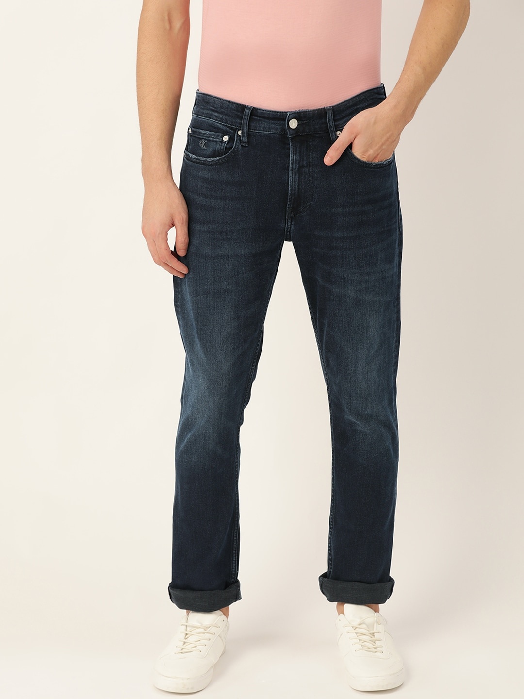 

Calvin Klein Jeans Men Navy Blue 026 Slim Fit Mid-Rise Clean Look Stretchable Jeans