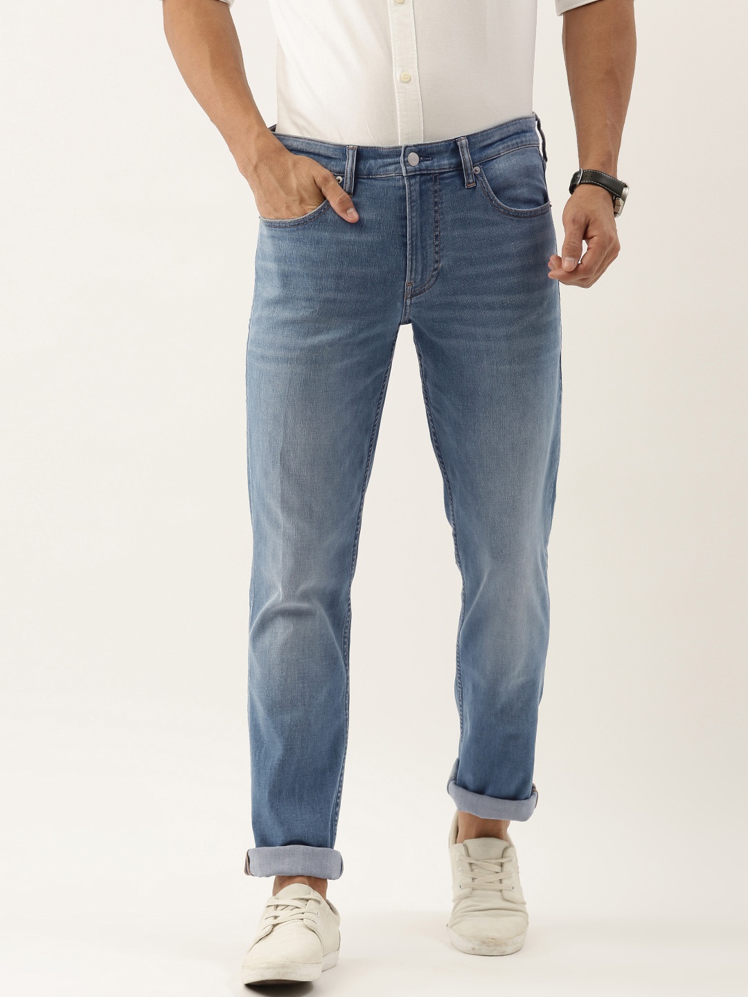 

Calvin Klein Jeans Men Blue Body Fit Mid-Rise Clean Look Stretchable Jeans