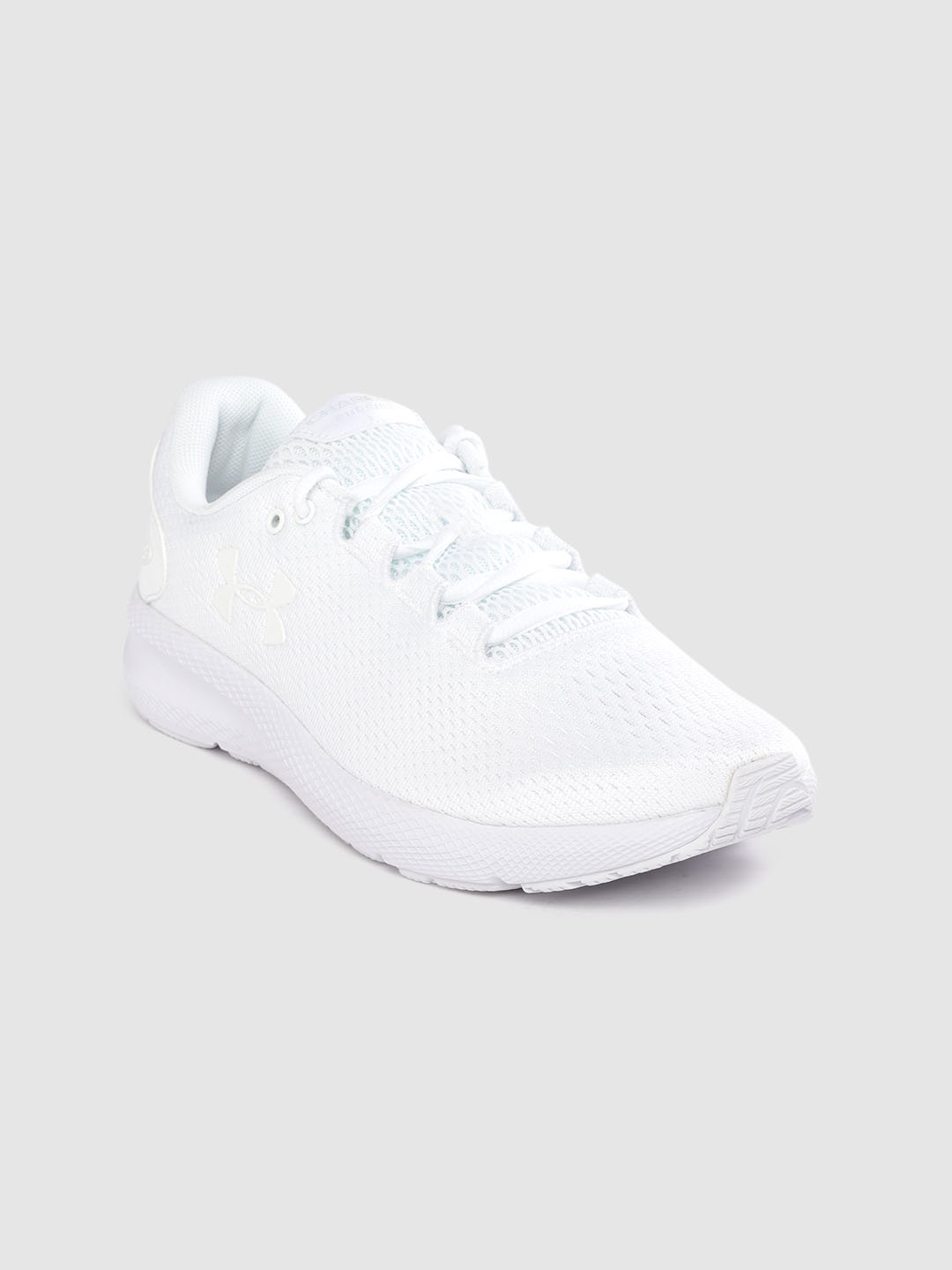 

UNDER ARMOUR Women White Woven Design Charged Pursuit 2 Running Shoes