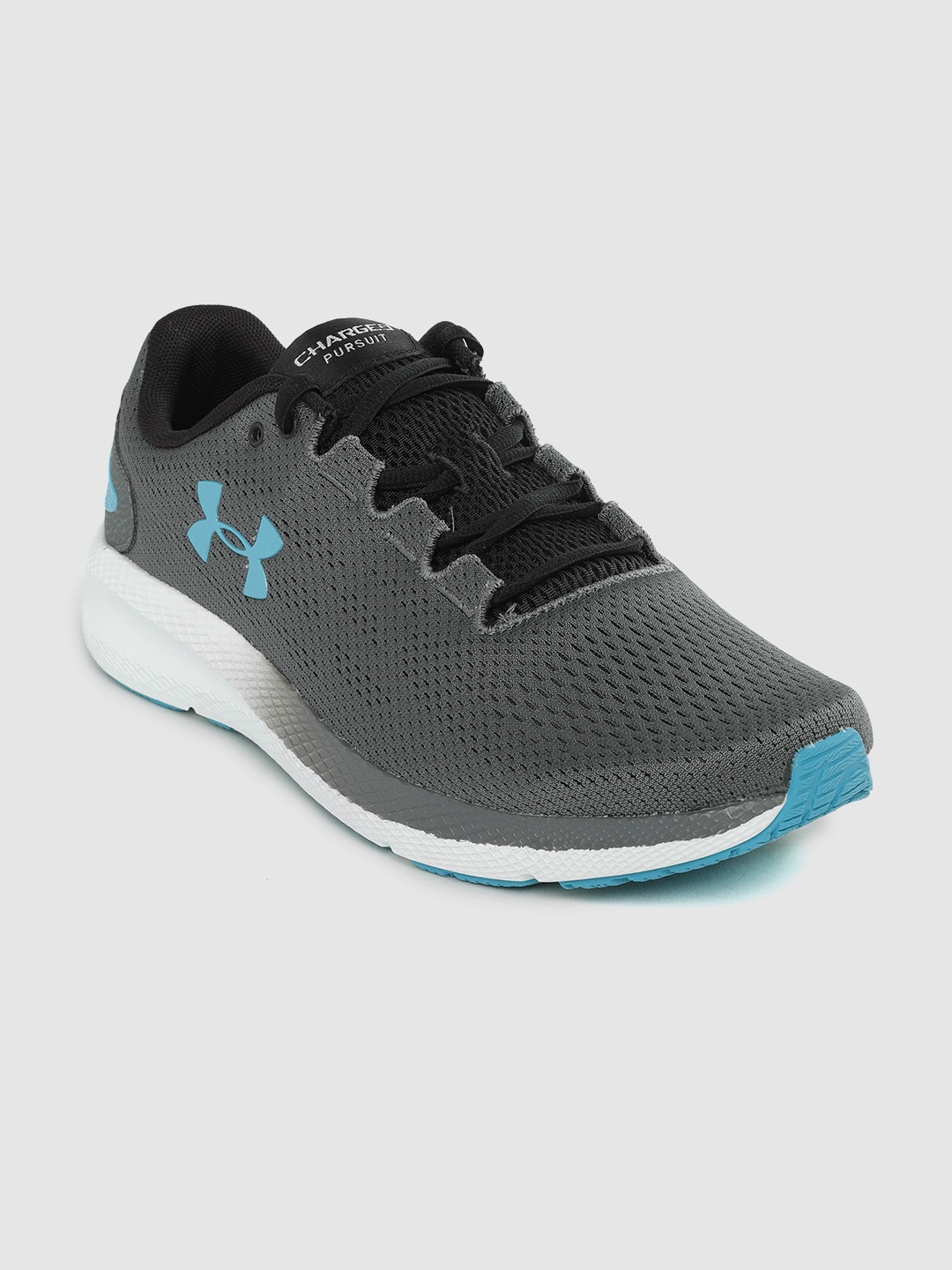 

UNDER ARMOUR Men Charcoal Grey Woven Design Charged Pursuit 2 Running Shoes