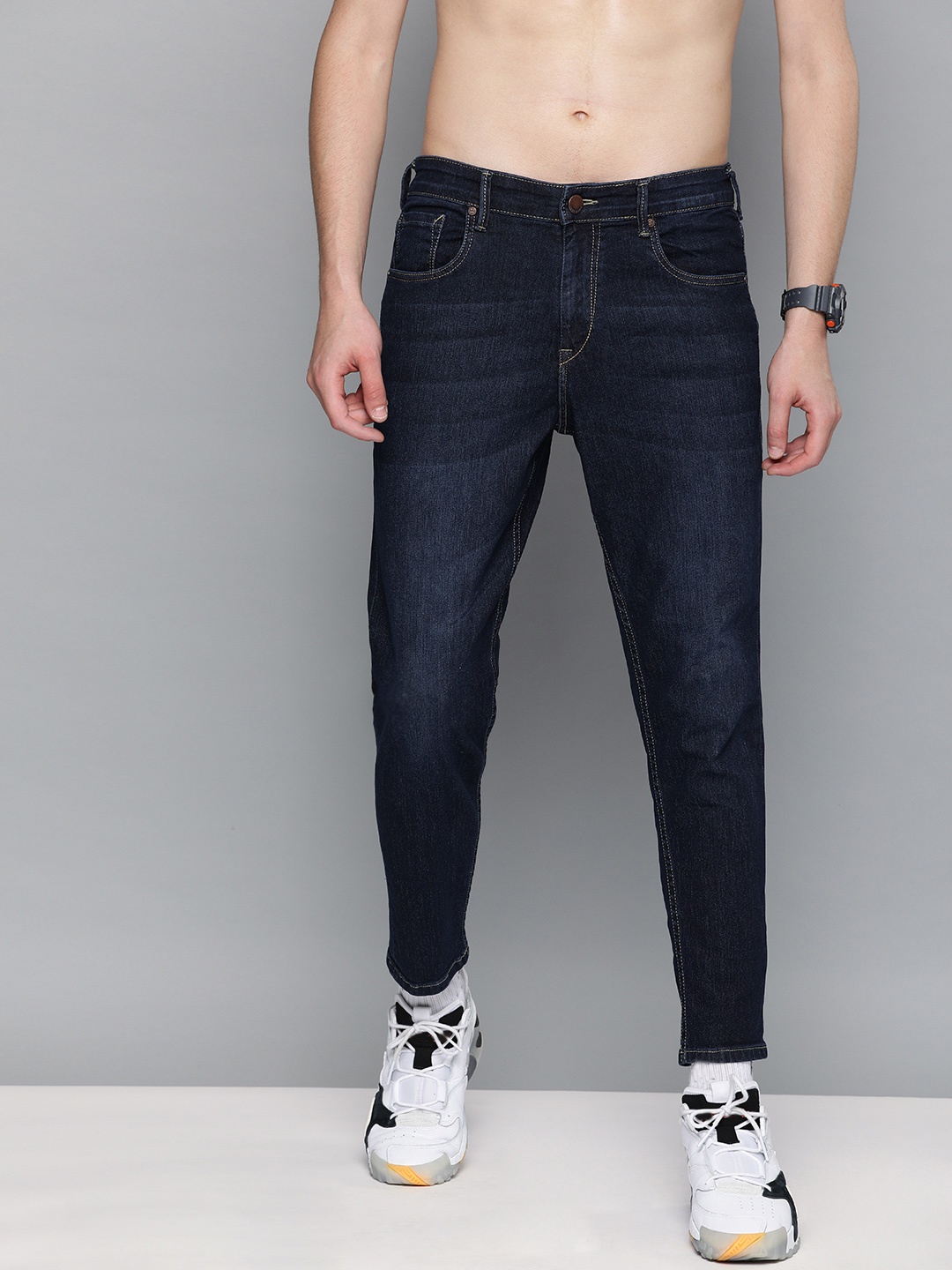 

HERE&NOW Men Blue Slim Tapered Fit Mid-Rise Clean Look Stretchable Jeans