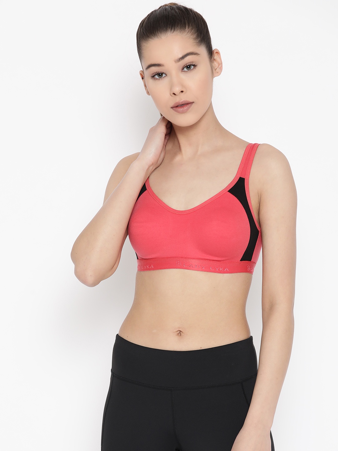 

Lady Lyka Pink Solid Non-Wired Non Padded Sports Bra