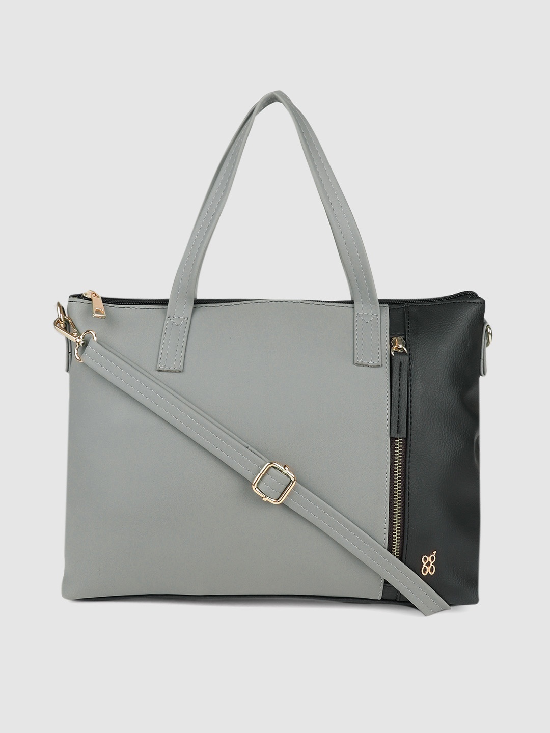 

Baggit Grey & Black Colourblocked Handheld Bag