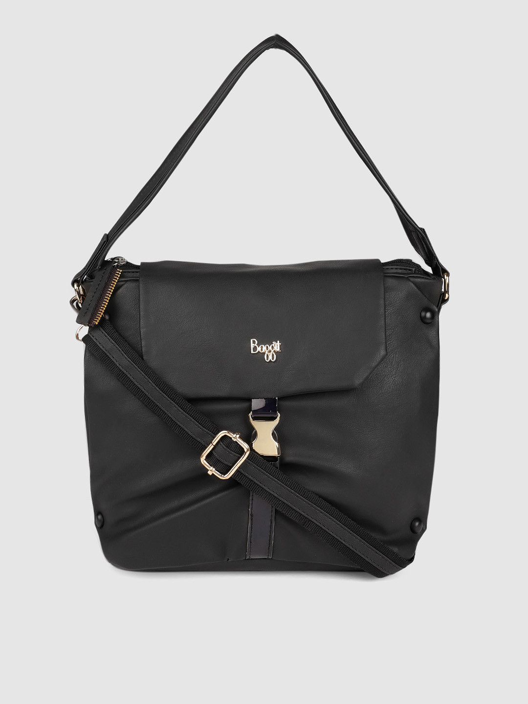 

Baggit Black Solid Hobo Bag